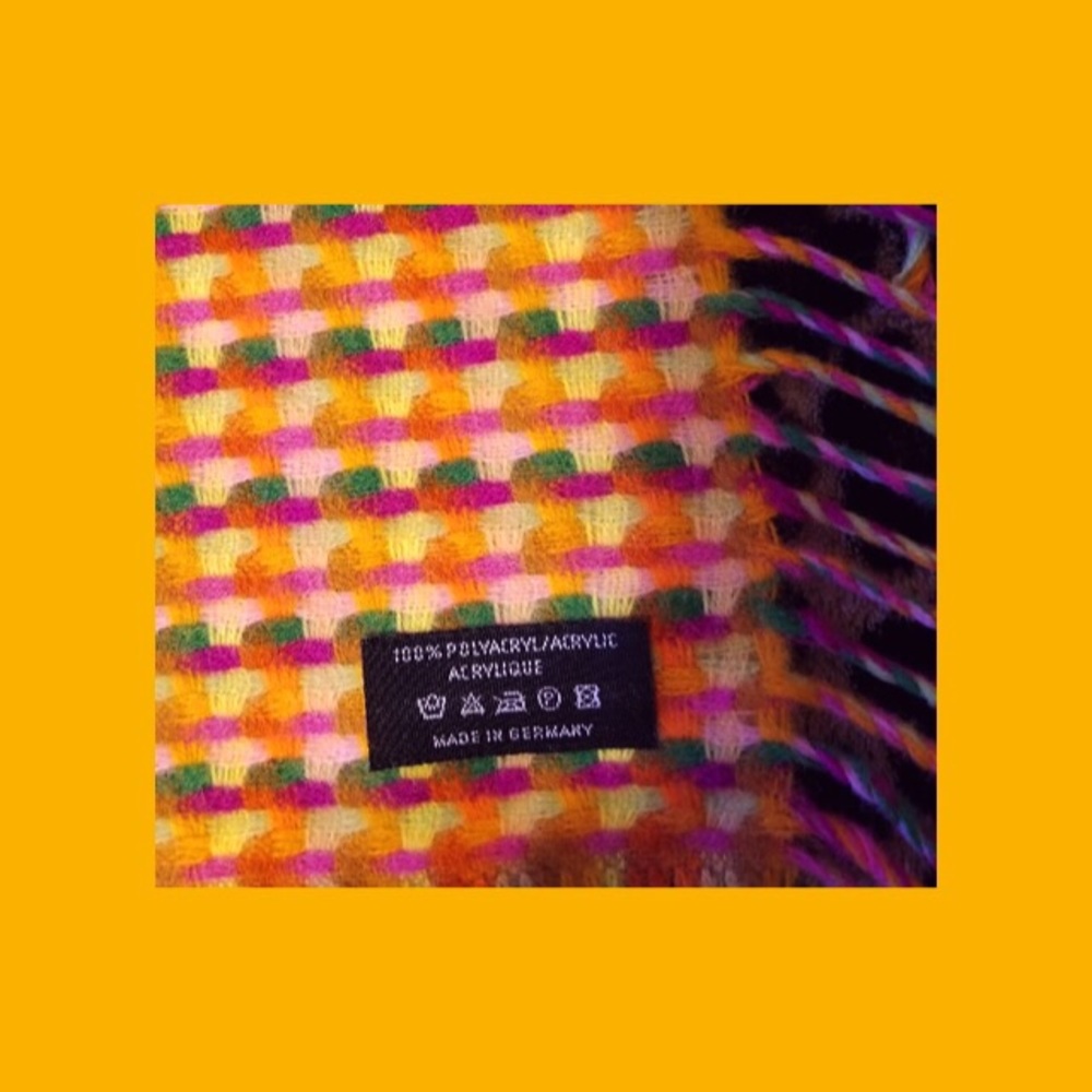 VTG 70s Groovy Boho MOD Fringe Multicolor Woven Scarf - Picture 8 of 8